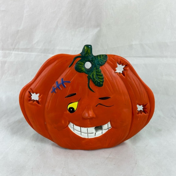 5 Halloween Pumpkin Shaped Tea Light Holders Jack-O-Lantern Witch K’s Ceramics - Picture 11 of 16